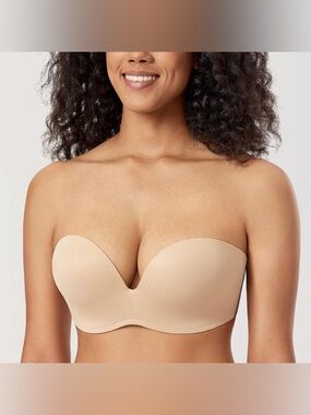 DELIMIRA Seamless Plunge Push Up Strapless Nude Bra 36E